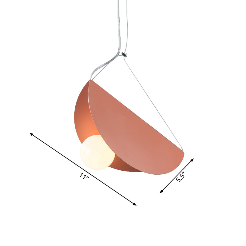 Contemporary Curved Hanging Lighting - 1 Light Metal Pendant for Bedroom - Black/Grey
