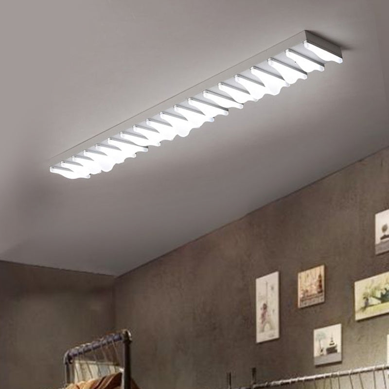 Modern LED Rectangular Ceiling Flush Light Fixture - 16"/23.5"/31.5" Wide - White Flushmount - Warm/White Light