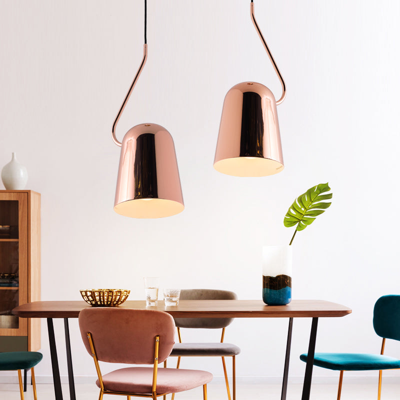 Modern 1-Light Dining Room Pendant with Metal Bell Shade - Black/White