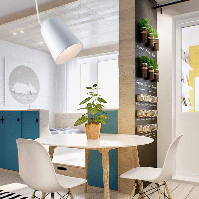 Modern 1-Light Hanging Pendant Light With Metal Bell Shade Black/White Suspension Lamp For Dining