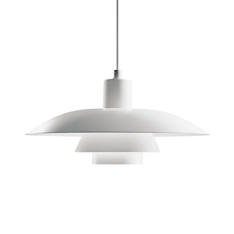 Nordic Metal Pendant Lamp With Tiered Design And Flared Shade - 1-Head Pink/White Hanging Lighting