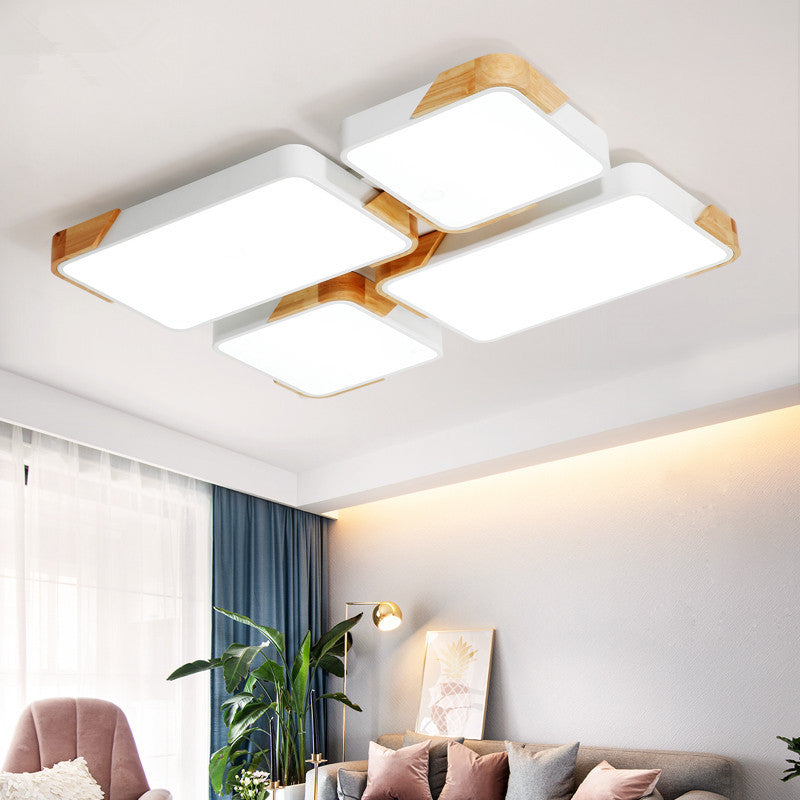 Modern LED Rectangle Ceiling Light – Grey/White Flush Mount for Living Room - Acrylic Design