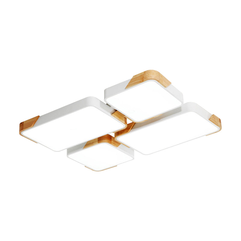Modern LED Rectangle Ceiling Light – Grey/White Flush Mount for Living Room - Acrylic Design