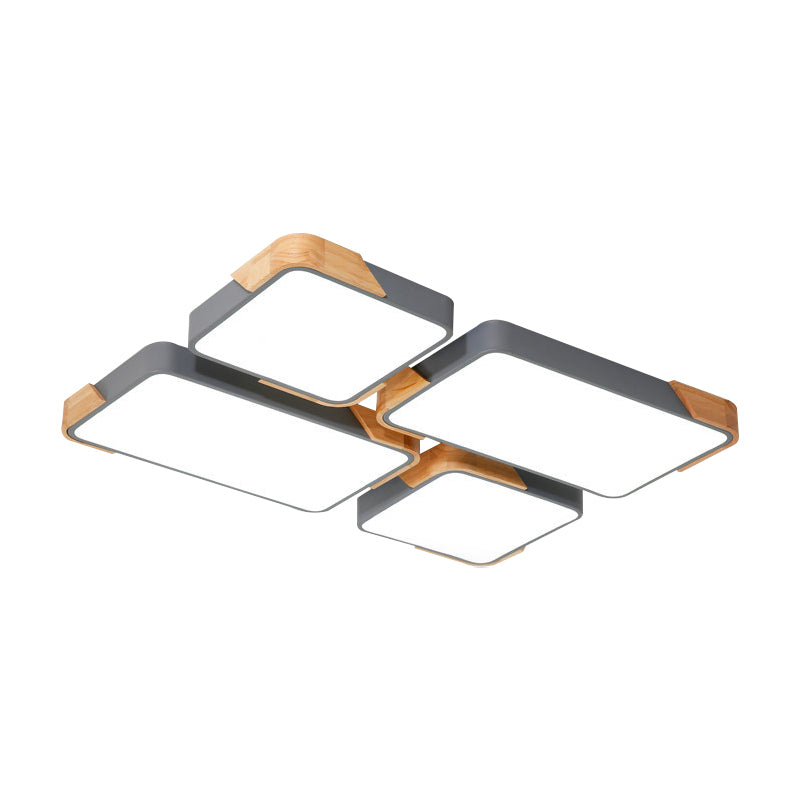 Modern LED Rectangle Ceiling Light – Grey/White Flush Mount for Living Room - Acrylic Design