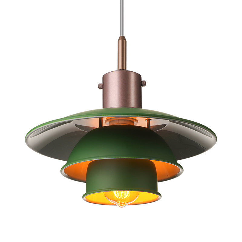 Nordic Style Metallic Pendant Lamp - Layered Hanging Light Fixture For Living Room Black/Silver
