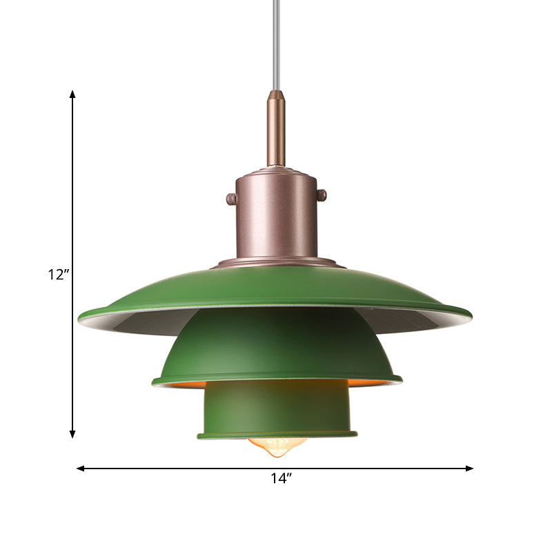 Nordic Style Metallic Pendant Lamp - Layered Hanging Light Fixture For Living Room Black/Silver