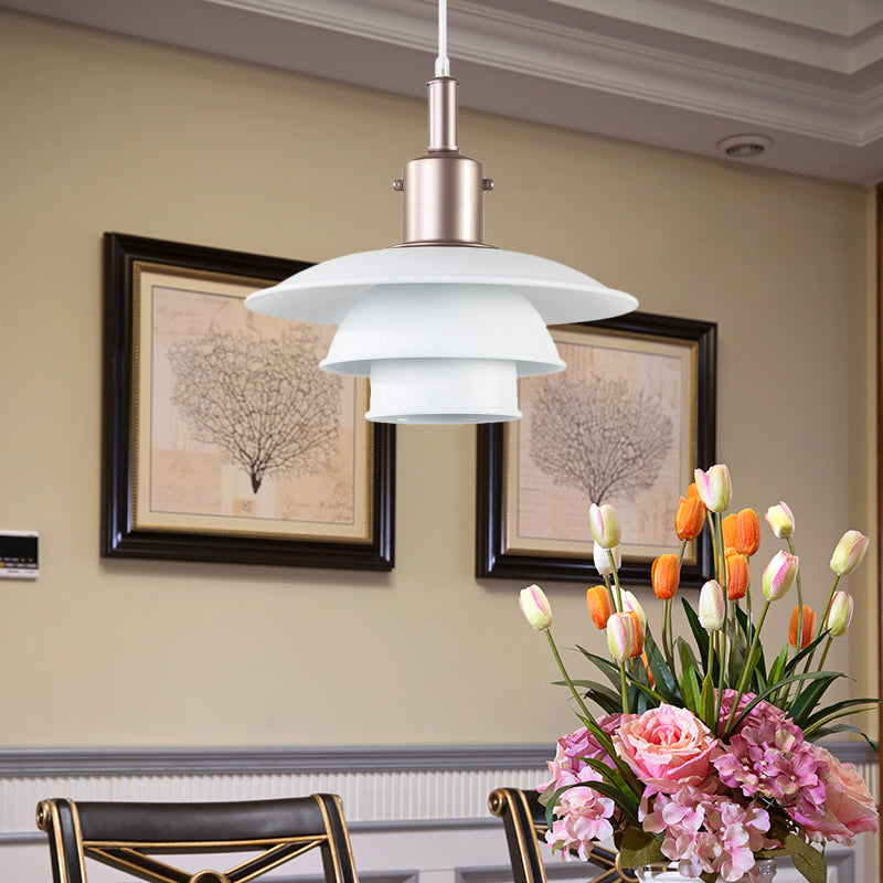 Nordic Style Metallic Pendant Lamp - Layered Hanging Light Fixture For Living Room Black/Silver