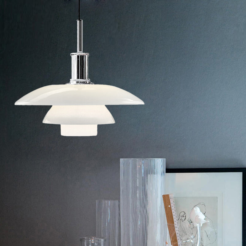 Nordic Style Metallic Pendant Lamp - Layered Hanging Light Fixture For Living Room Black/Silver