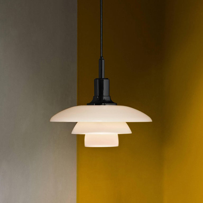 Nordic Style Metallic Pendant Lamp - Layered Hanging Light Fixture For Living Room Black/Silver