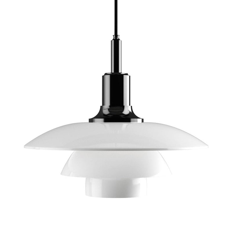 Nordic Style Metallic Pendant Lamp - Layered Hanging Light Fixture For Living Room Black/Silver