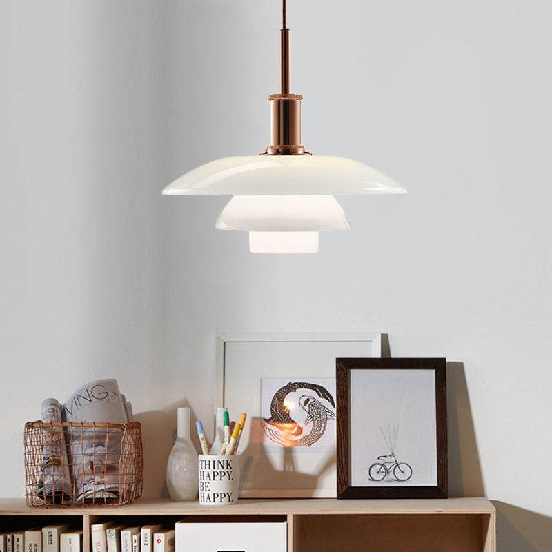 Nordic Style Metallic Pendant Lamp - Layered Hanging Light Fixture For Living Room Black/Silver Rose