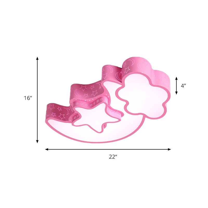 Colorful Kids Cloud & Crescent Ceiling Light - Hallway Acrylic Candy Flush Mount