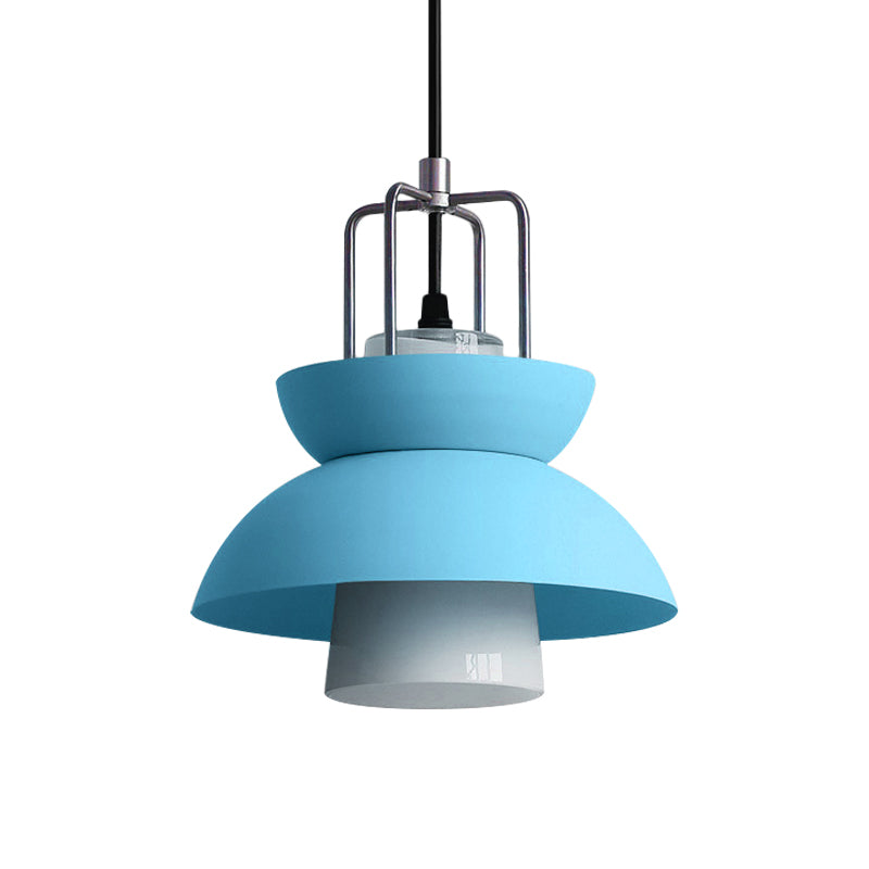 Macaron Style Metallic Ceiling Light for Bedroom with Gray/Pink Bowl Shade