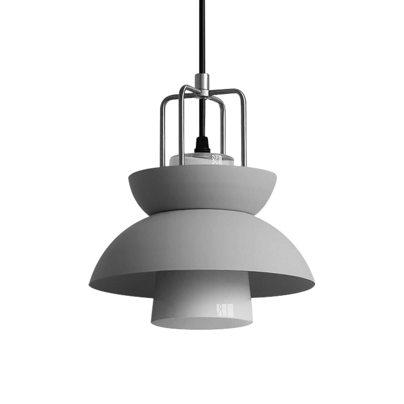 Macaron Style Metallic Ceiling Light for Bedroom with Gray/Pink Bowl Shade