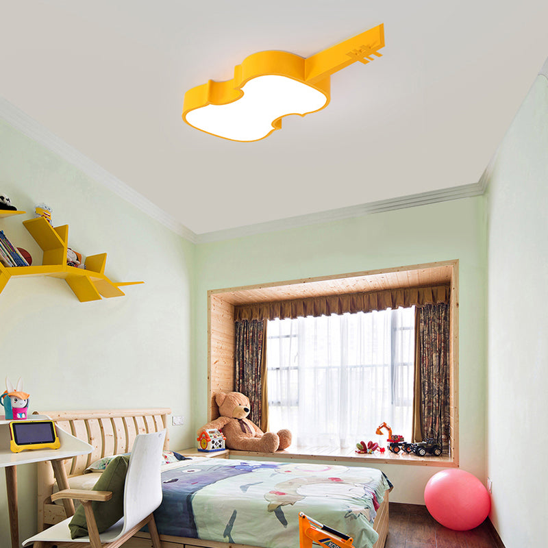 Colorful Metal Flush Ceiling Lamp with Musical Note Design for Classrooms