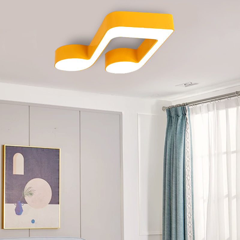 Colorful Metal Flush Ceiling Lamp with Musical Note Design for Classrooms