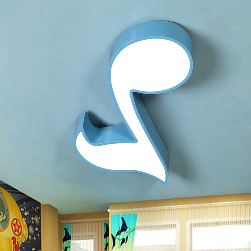 Colorful Metal Flush Ceiling Lamp with Musical Note Design for Classrooms