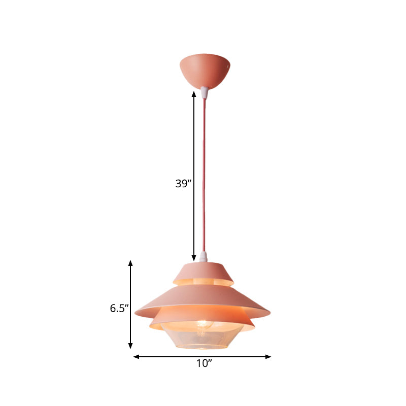 Stylish Macaron Flared Pendant Light - 1-Light Metal Ceiling Lamp for Living Room in Blue/Green
