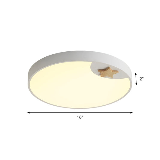 Contemporary Led Acrylic Ceiling Fixture - Circle Design 16/19.5 Wide Wood Star Deco White Flush