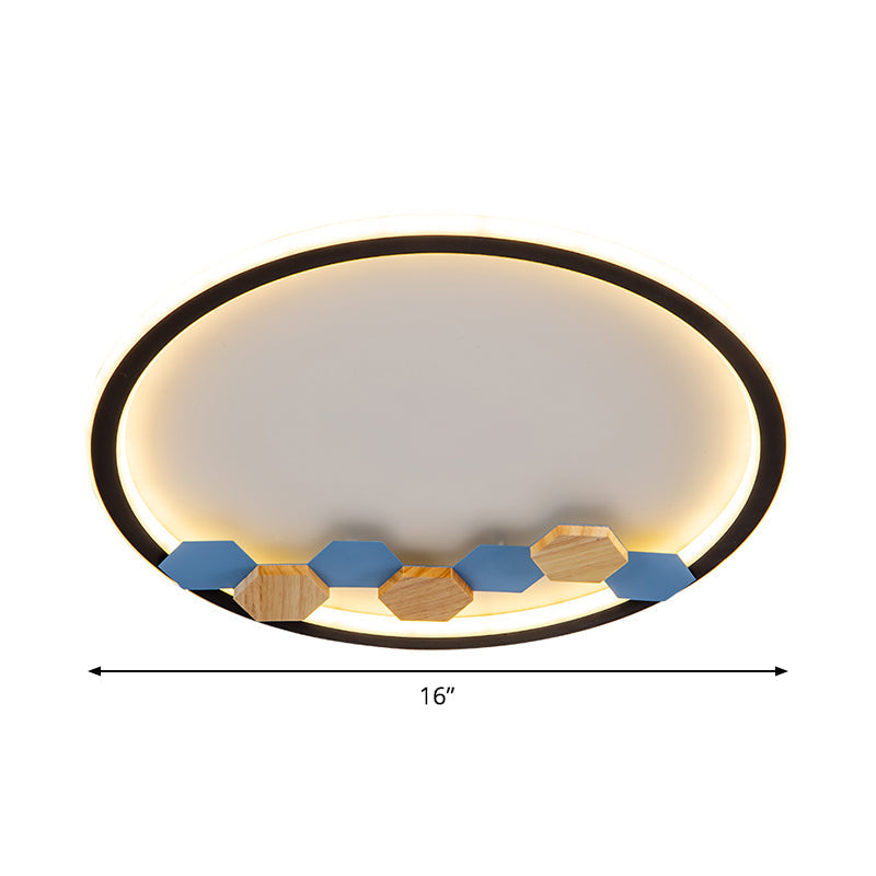 Plafonnier LED minimaliste noir avec décoration en forme de feuille/géométrique - Design rond/carré