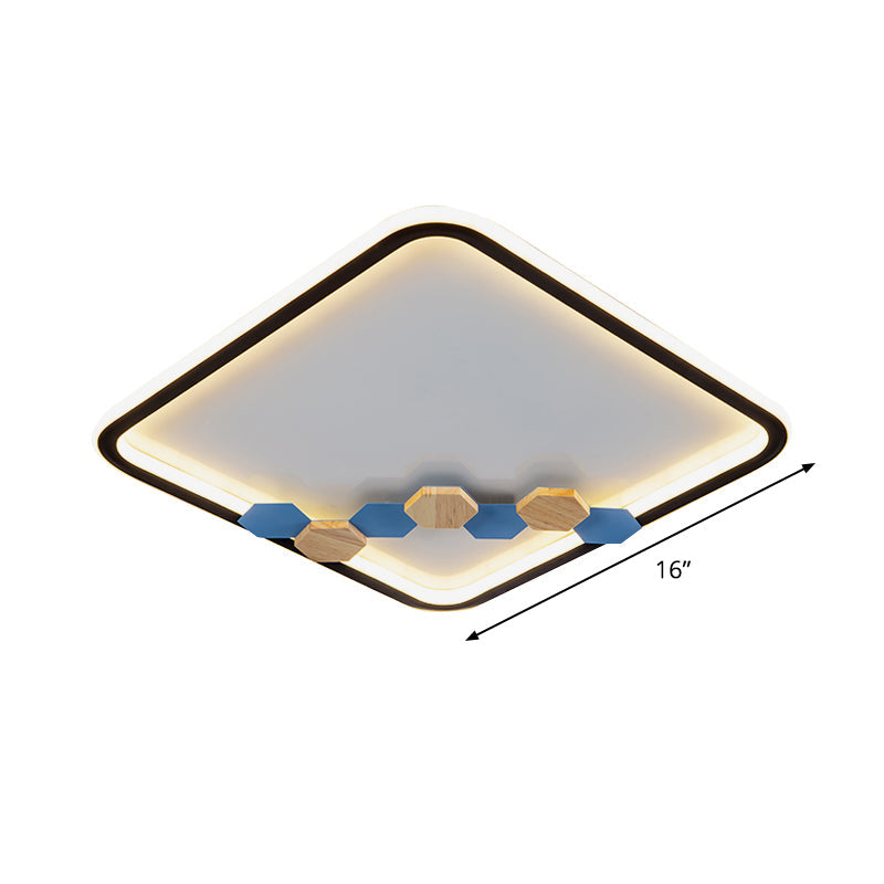 Plafonnier LED minimaliste noir avec décoration en forme de feuille/géométrique - Design rond/carré