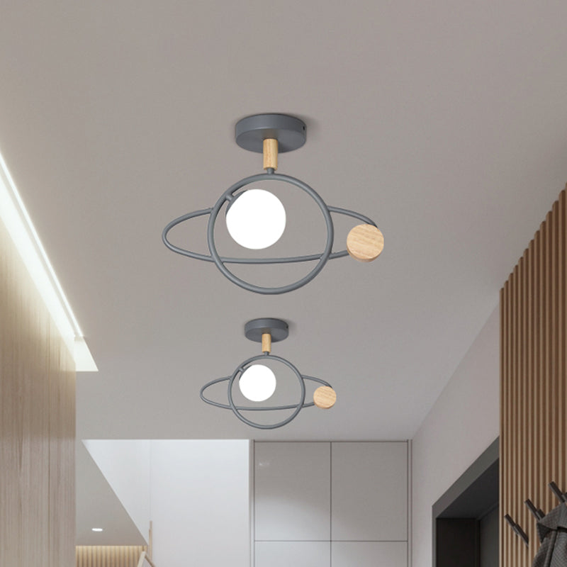 Plafonnier semi-encastré gris Planet Orbit en métal - Design contemporain