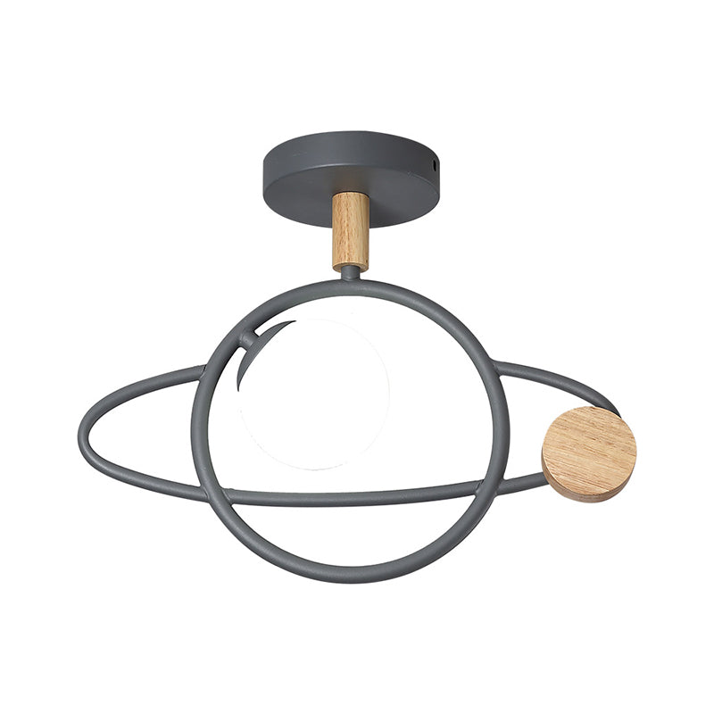 Plafonnier semi-encastré gris Planet Orbit en métal - Design contemporain