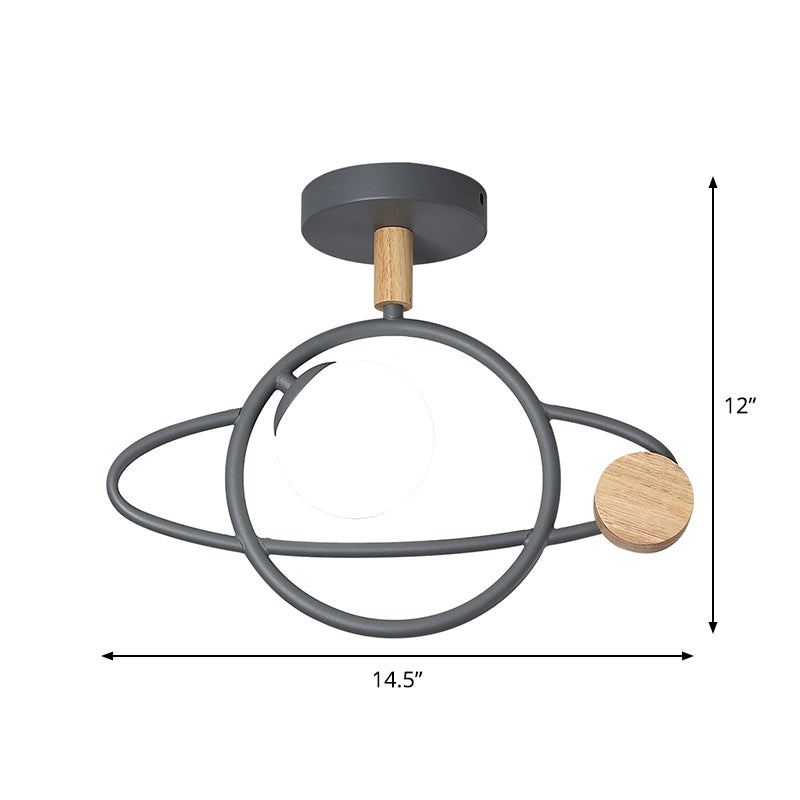 Plafonnier semi-encastré gris Planet Orbit en métal - Design contemporain