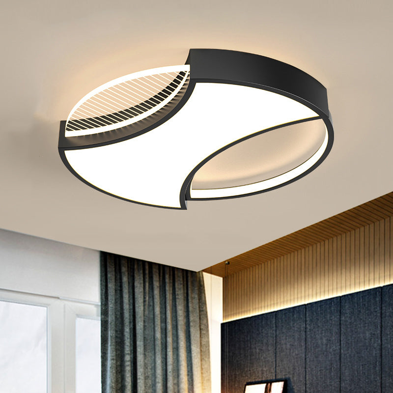 Plafonnier LED en métal géométrique moderne en noir/doré - Largeur de 18"/21,5"