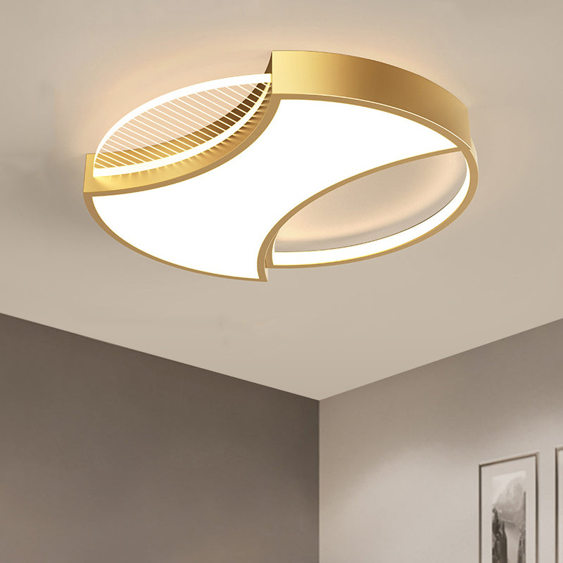 Plafonnier LED en métal géométrique moderne en noir/doré - Largeur de 18"/21,5"