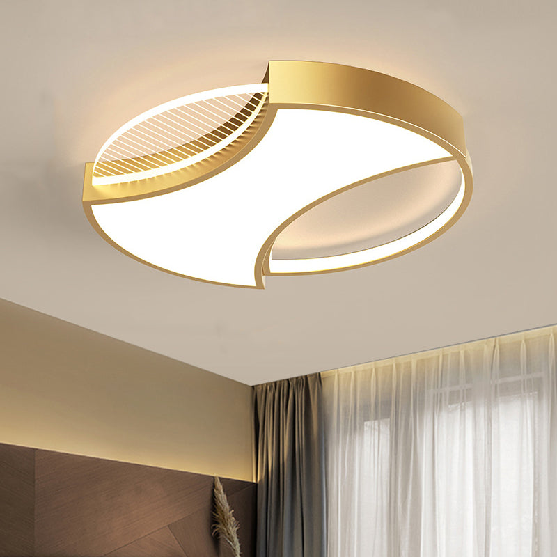 Plafonnier LED en métal géométrique moderne en noir/doré - Largeur de 18"/21,5"