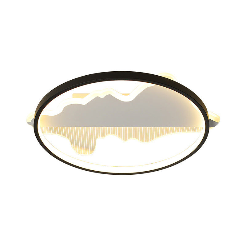 Plafonnier LED rond contemporain noir/blanc chaud/blanc - Largeur 9,5"/16,5"/20,5"