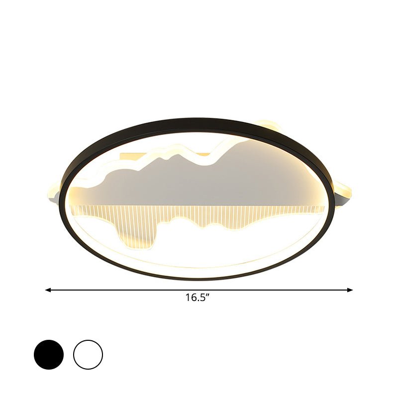 Plafonnier LED rond contemporain noir/blanc chaud/blanc - Largeur 9,5"/16,5"/20,5"