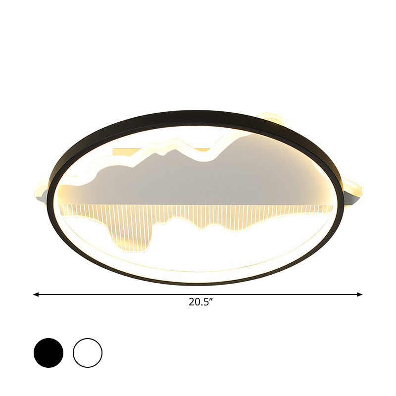 Plafonnier LED rond contemporain noir/blanc chaud/blanc - Largeur 9,5"/16,5"/20,5"