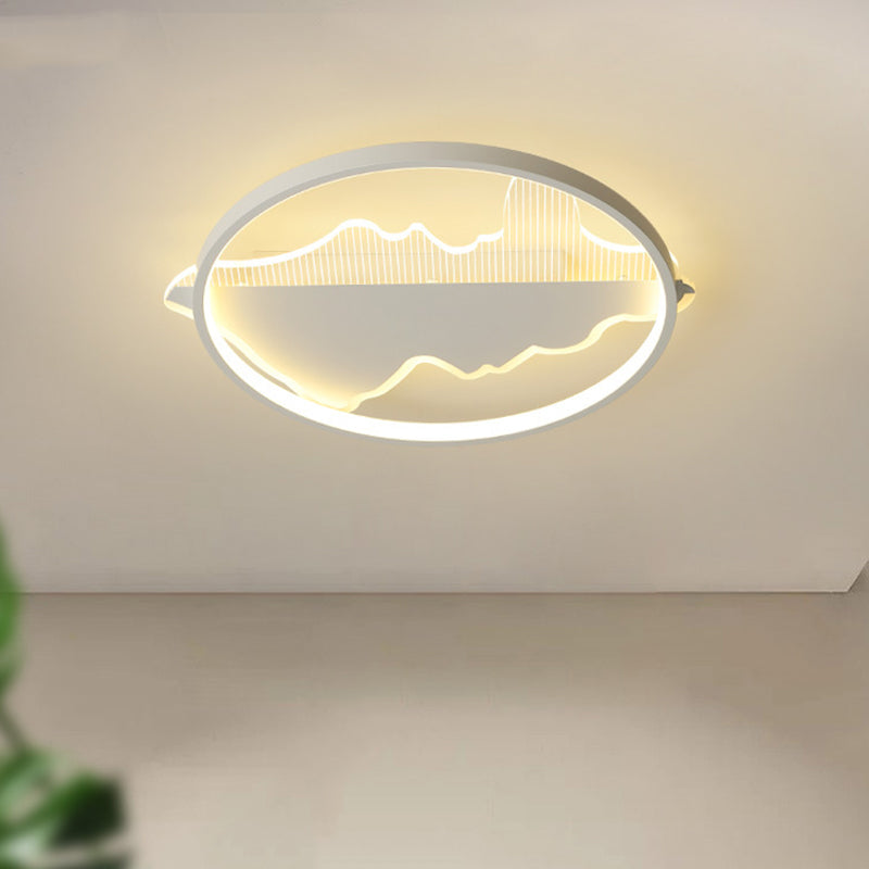 Contemporary Black/White Round Flush Ceiling Led Light In Warm/White - 9.5/16.5/20.5 Width White /