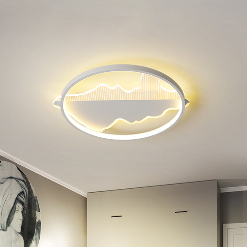 Plafonnier LED rond contemporain noir/blanc chaud/blanc - Largeur 9,5"/16,5"/20,5"