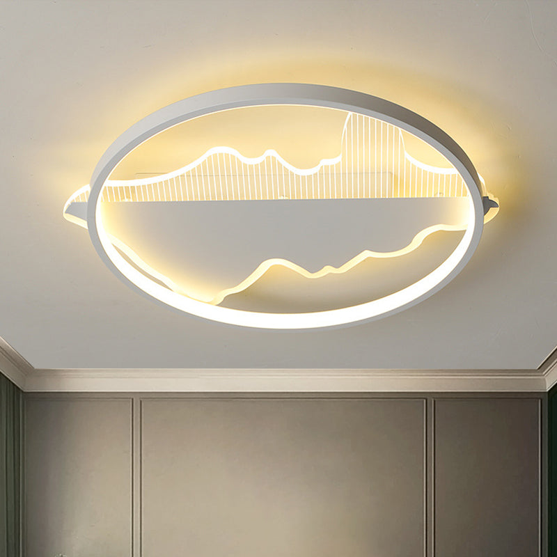 Plafonnier LED rond contemporain noir/blanc chaud/blanc - Largeur 9,5"/16,5"/20,5"