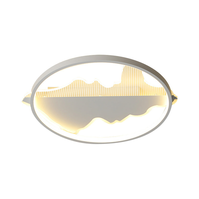 Plafonnier LED rond contemporain noir/blanc chaud/blanc - Largeur 9,5"/16,5"/20,5"