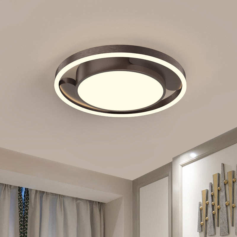 Plafonnier LED moderne en métal doré/café pour salon, 40,6/49,5 cm de diamètre