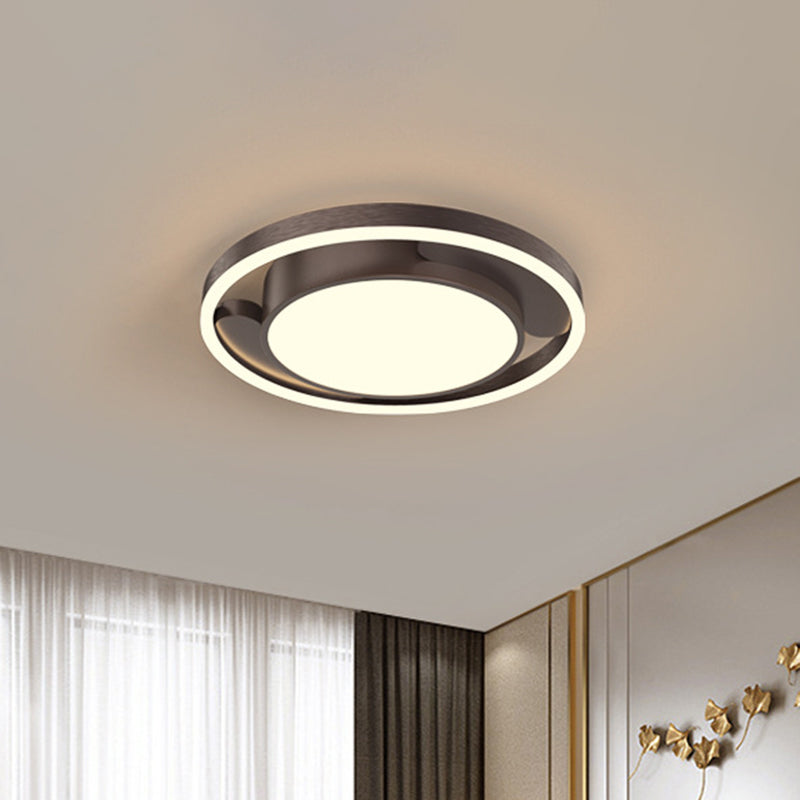 Plafonnier LED moderne en métal doré/café pour salon, 40,6/49,5 cm de diamètre