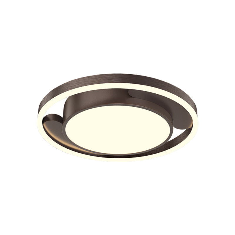 Plafonnier LED moderne en métal doré/café pour salon, 40,6/49,5 cm de diamètre
