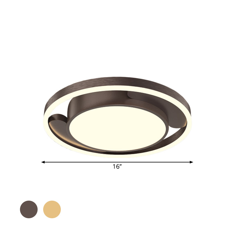 Plafonnier LED moderne en métal doré/café pour salon, 40,6/49,5 cm de diamètre