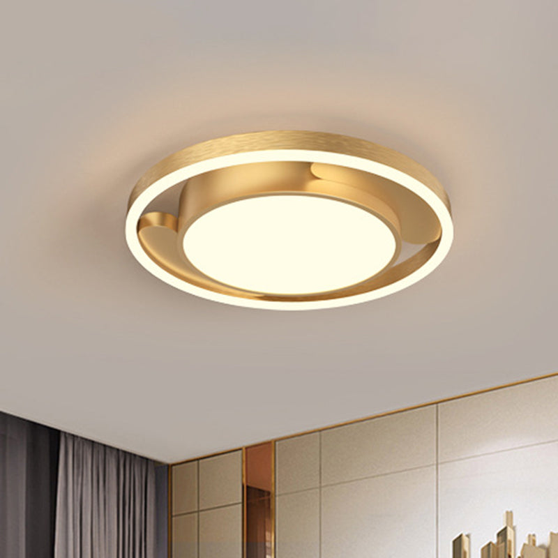 Plafonnier LED moderne en métal doré/café pour salon, 40,6/49,5 cm de diamètre
