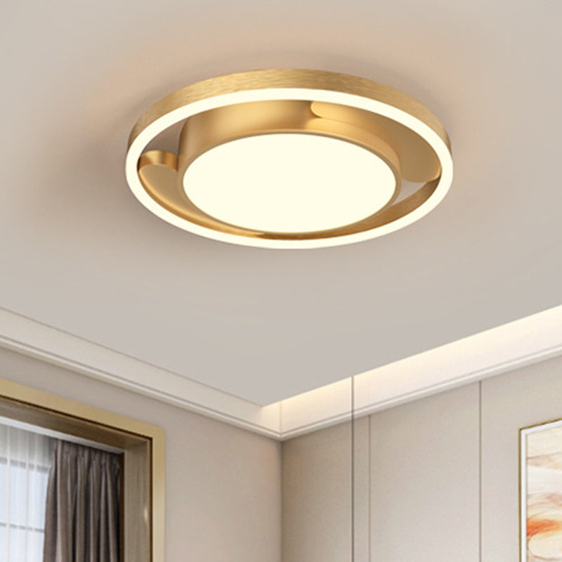 Plafonnier LED moderne en métal doré/café pour salon, 40,6/49,5 cm de diamètre