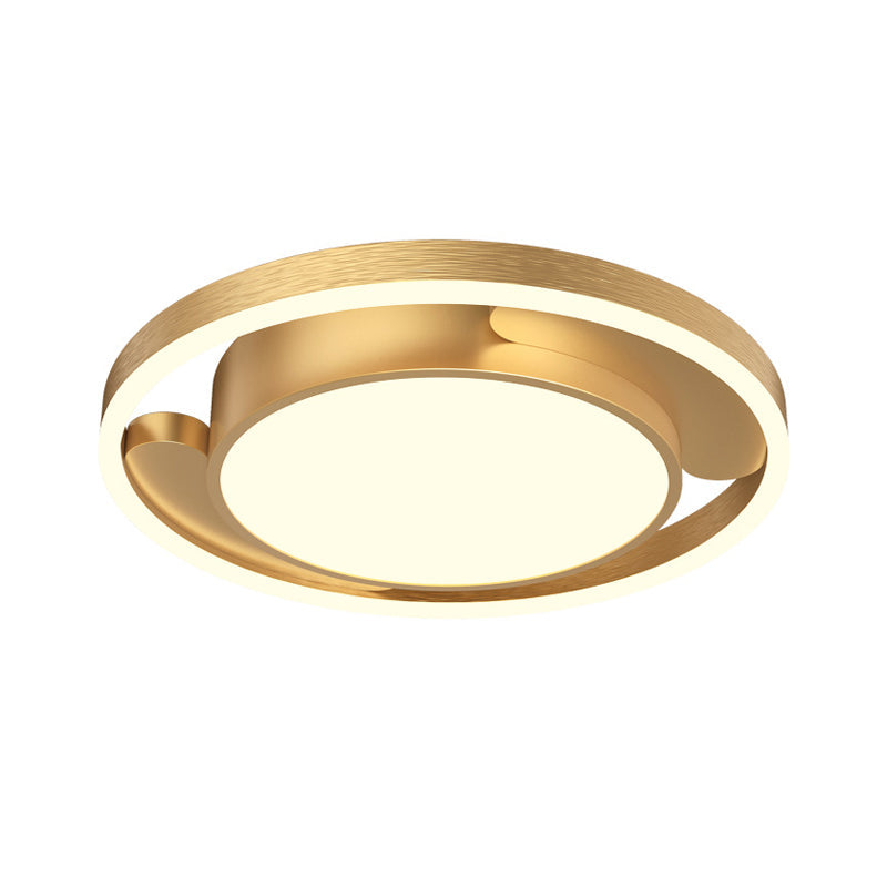 Plafonnier LED moderne en métal doré/café pour salon, 40,6/49,5 cm de diamètre