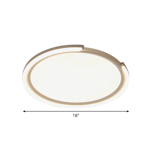 Sleek Led Flushmount Ceiling Lamp | Metallic Shade Warm/White Light 16/19.5/23.5 Diameter