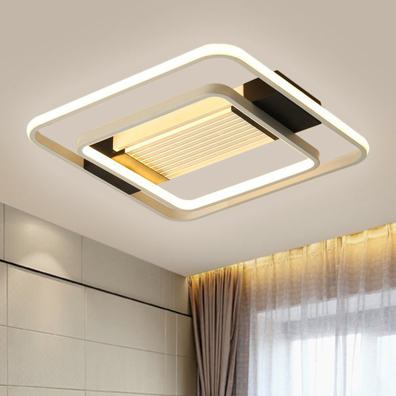 Nordic LED White Flush Mount Ceiling Light Fixture - 16.5"/20.5" - Acrylic Square Design for Bedroom