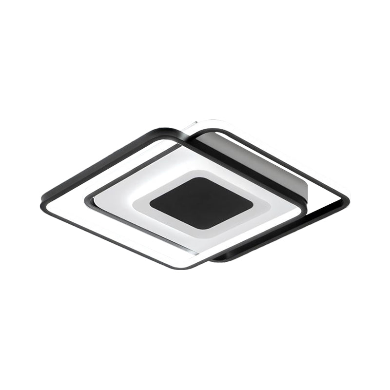 Black Metallic LED Flush Mount Light, Minimalist Overlapping Design, 18"/21.5" Width