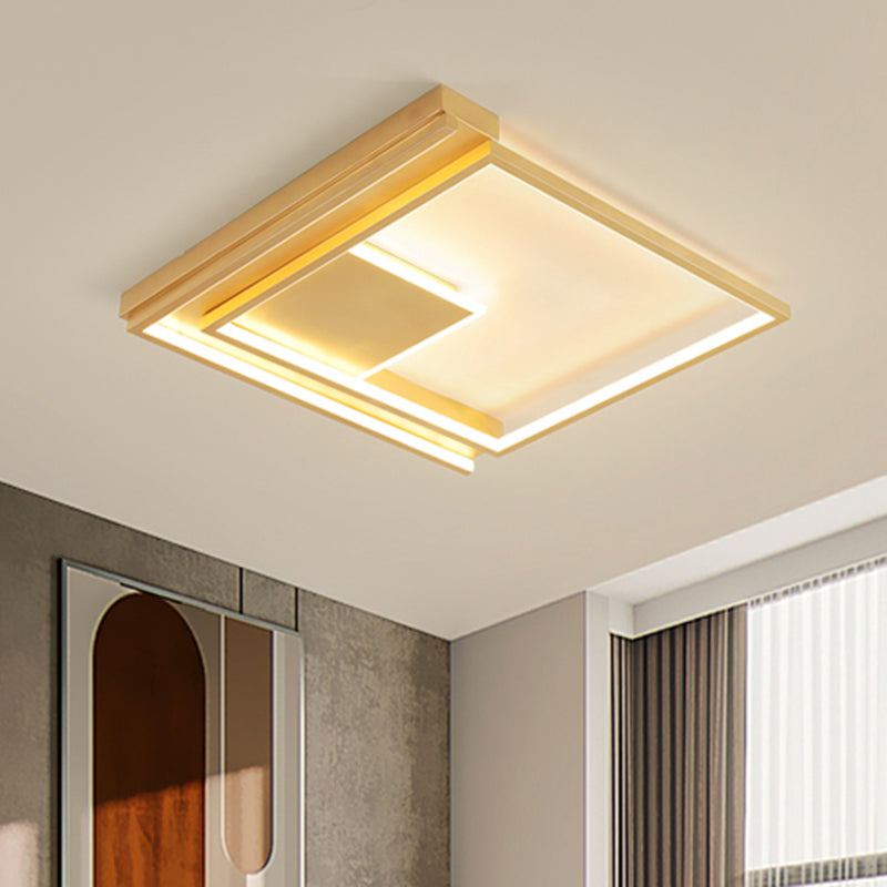 Modern Geometric Flush Mount Acrylic LED Gold Light Fixture - 16.5"/20.5" W for Bedrooms
