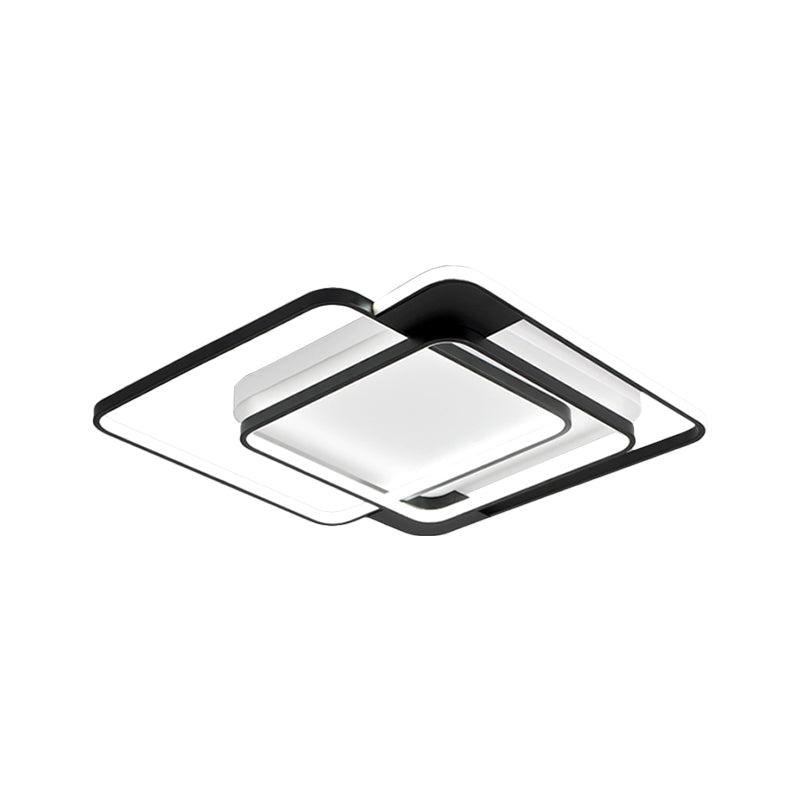 Modern Acrylic Led Flush Mount Light In Black - 16.5/20.5 Width Overlapping Design Perfect For